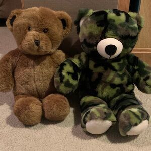 Build-A-Bear Brown and Camouflage Plush Duo